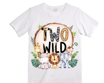 Personalized Let's Get Wild Safari theme Birthday Shirt. Two Birthday. Boy's Safari Birthday Shirt. Jungle Safari Birthday Shirt.