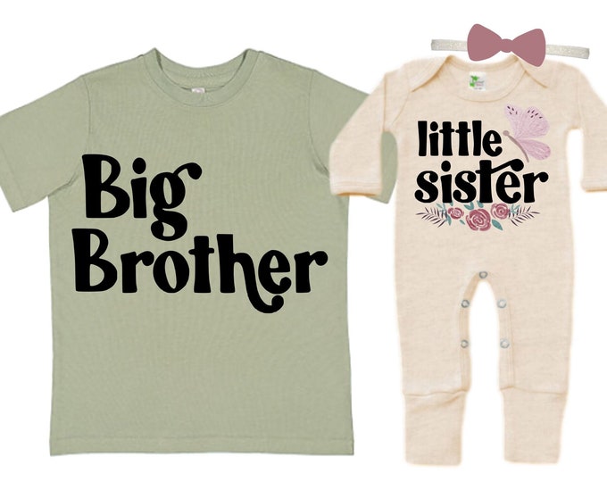 Big Brother/Little Sister Matching Sibling Set. Baby Shower Gift. Take Home Outfit. Matching Sibling Set