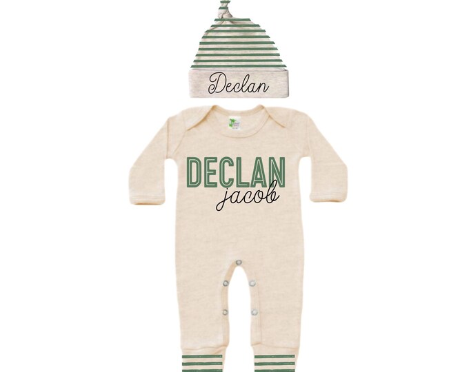 Personalized Name Baby Outfit. Baby Shower Gift. New Born Bring Home Outfit.