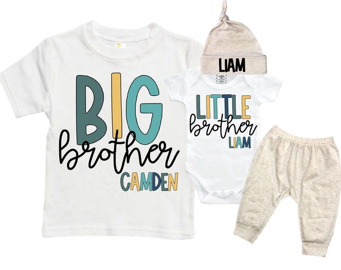 Big Brother/Little Brother Matching Sibling Set. Baby Shower Gift. Take Home Outfit. Matching Sibling Set
