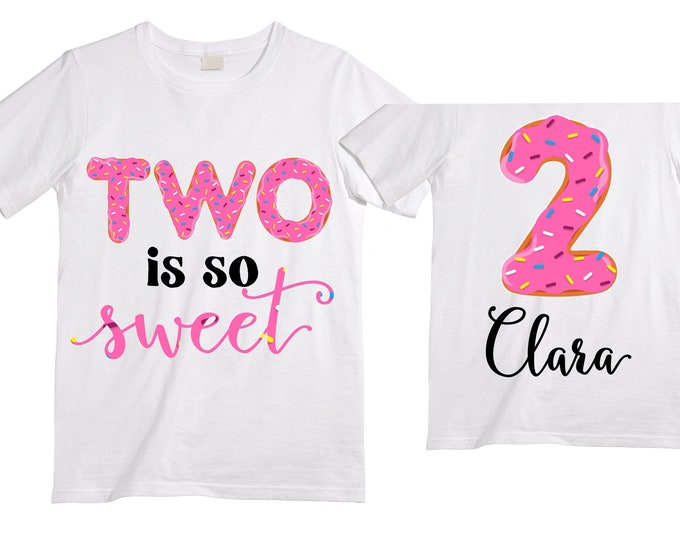 Personalized Donut You Know It's My Birthday Rainbow TWO Birthday Girl Shirt. Cake Smash Sleeve Birthday Shirt. TWO . Birthday Shirt.