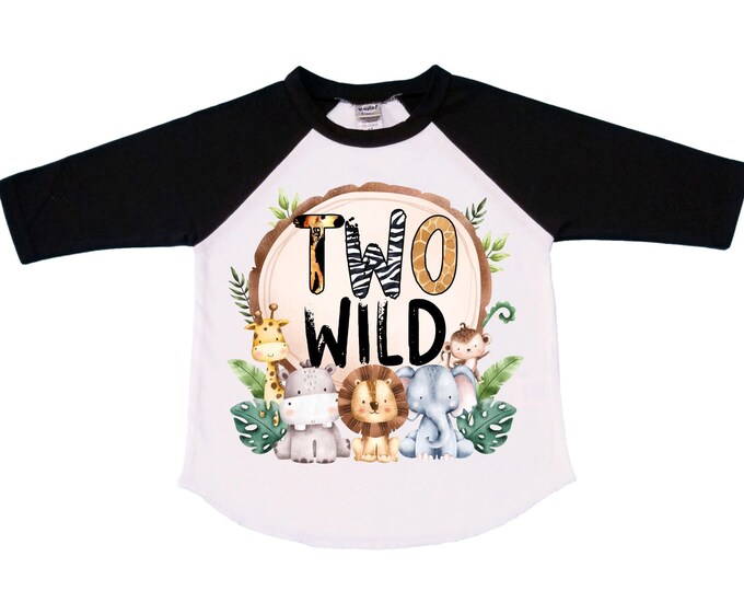Personalized Let's Get Wild Safari theme Birthday Shirt. Two Birthday. Boy's Safari Birthday Shirt. Jungle Safari Birthday Shirt.