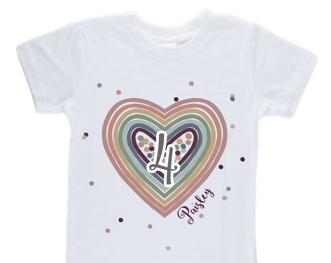 Personalized Rainbow Four Birthday Girl Shirt. Cake Smash Sleeve Birthday Shirt. 4th . Birthday Shirt