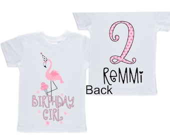 Personalized Flamingo Tropical  Themed TWO Birthday Girl Shirt. Cake Smash Sleeve Birthday Shirt. TWO . Birthday Shirt