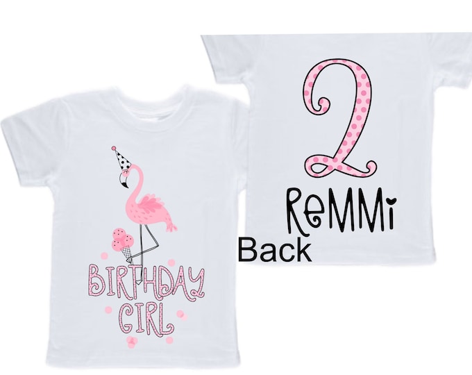 Personalized Flamingo Tropical  Themed TWO Birthday Girl Shirt. Cake Smash Sleeve Birthday Shirt. TWO . Birthday Shirt