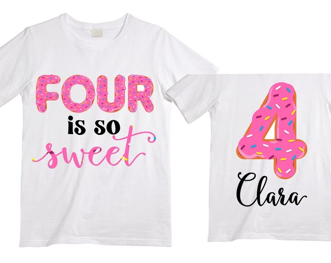 Personalized Donut You Know it's my Birthday - Donut Rainbow Four Birthday Girl Shirt. Cake Smash Birthday Shirt. 4th . Birthday Shirt