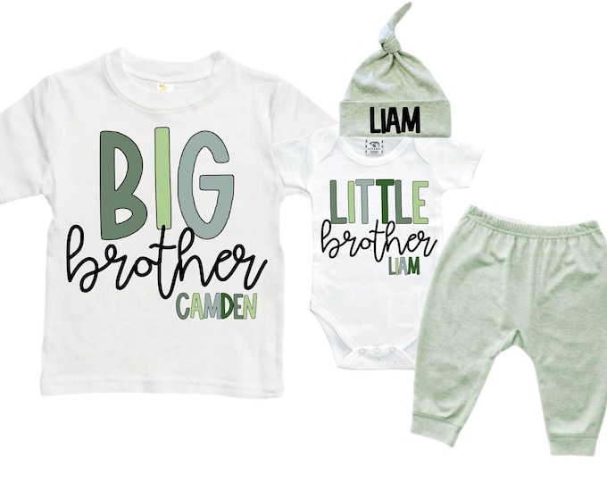 Big Brother/Little Brother Matching Sibling Set. Baby Shower Gift. Take Home Outfit. Matching Sibling Set