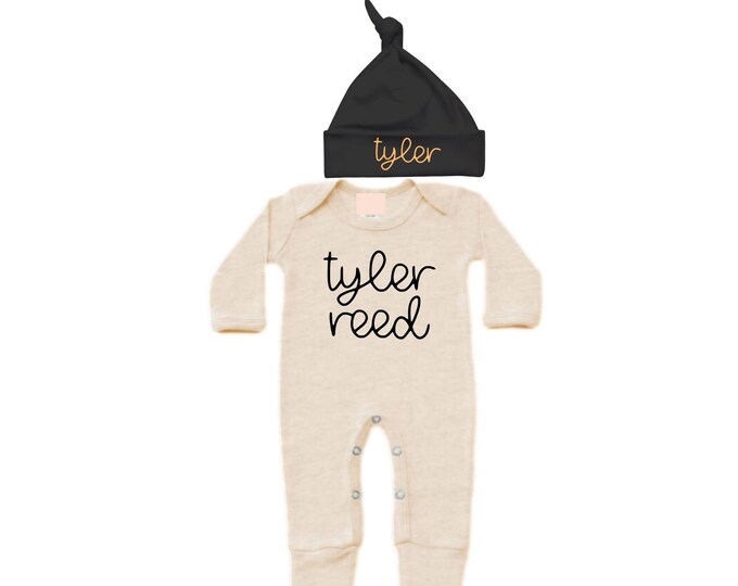 Personalized Name Baby Outfit. Baby Shower Gift. New Born Bring Home Outfit.