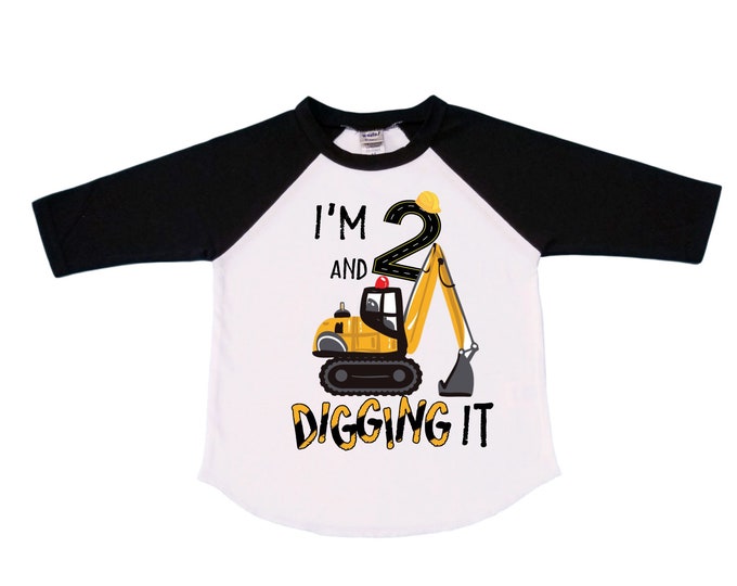Construction Themed Digger Truck Construction theme Birthday Shirt. Two Birthday. Boy's Truck Birthday . Construction Shirt.