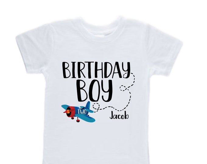 Personalized Airplane theme Birthday Shirt. Two Birthday. Boy's Car Birthday Shirt. Airplane Racing Birthday Shirt.