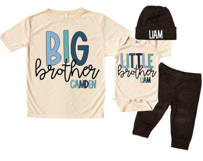 Big Brother/Little Brother Matching Sibling Set. Baby Shower Gift. Take Home Outfit. Matching Sibling Set