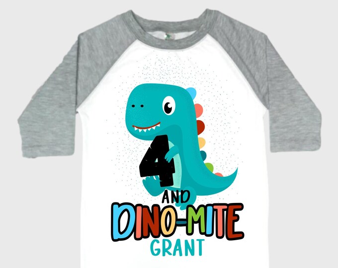 Personalized Dinosaur theme Birthday Shirt. Three Birthday. Boy's Dino Birthday Shirt. Dinosaur Birthday Shirt. THREE Rex