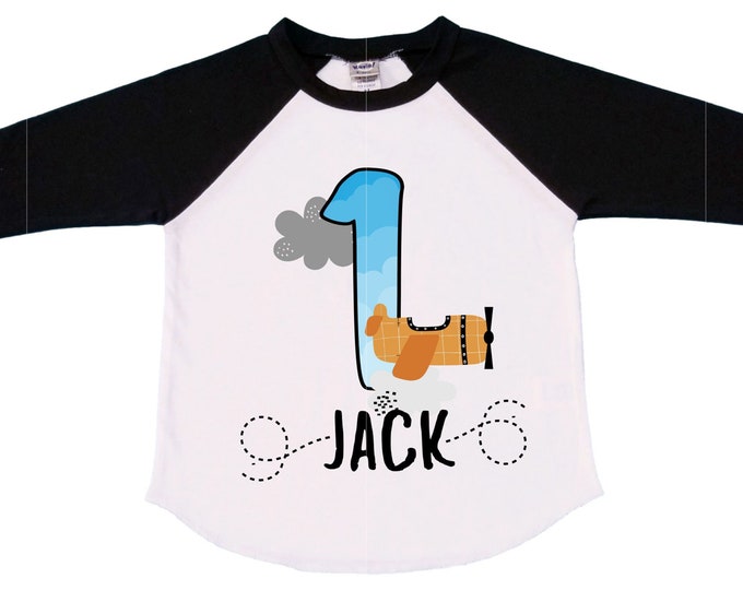 Personalized Airplane theme Birthday Shirt. ONE Birthday. Boy's Car Birthday Shirt. Airplane Racing Birthday Shirt.