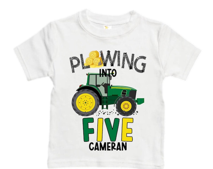 Personalized Green Tractor Truck FIVE Raglan Monster Truck theme Birthday Shirt. FIVE Birthday. Racing Birthday . Tractor Truck Birthday .