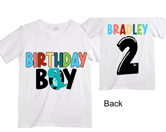 Personalized Two Rex Dinosaur theme Birthday Shirt. Two Birthday. Boy's Dino Birthday Shirt. Dinosaur Birthday Shirt.