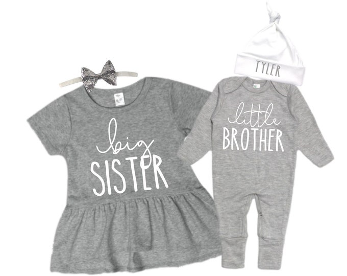 Big Sister SHIRT /Little Brother Matching Sibling Set. Baby Shower Gift. Take Home Outfit. Matching Sibling Set