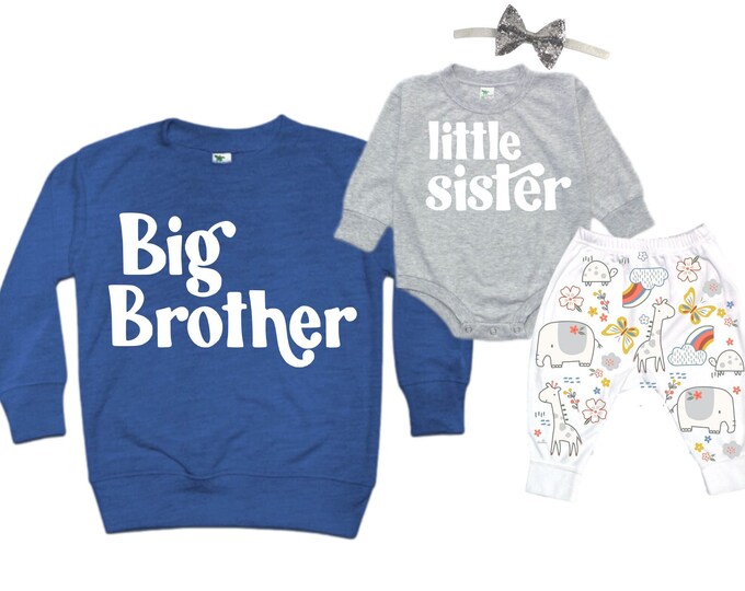 Big Brother/Little Sister Matching Sibling Set. Baby Shower Gift. Take Home Outfit. Matching Sibling Set