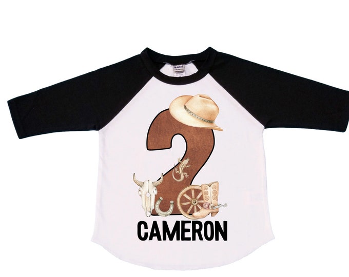 Personalized Farm Wild West / Cowboy / Western Themed Birthday Shirt. Two Birthday. Boy's Tractor Birthday Shirt.  Farm Birthday Shirt.