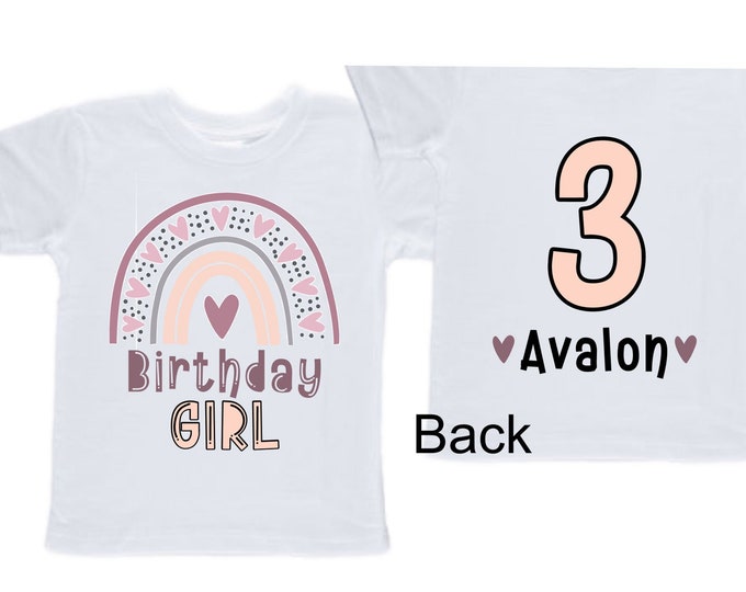 Personalized Rainbow THREE Birthday Girl Shirt. Cake Smash Sleeve Birthday Shirt. Three . Birthday Shirt