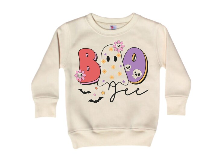 Cute Halloween Fleece Sweatshirt. Boo. Boo jee. Girls Halloween. Girls Halloween. Girl Ghost Sweatshirt. Cute Halloween . Pink Halloween