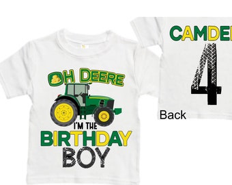 Personalized Tractor FOUR  Raglan Monster Truck theme Birthday Shirt. Two Birthday. Boy's Racing Birthday . Tractor Birthday .