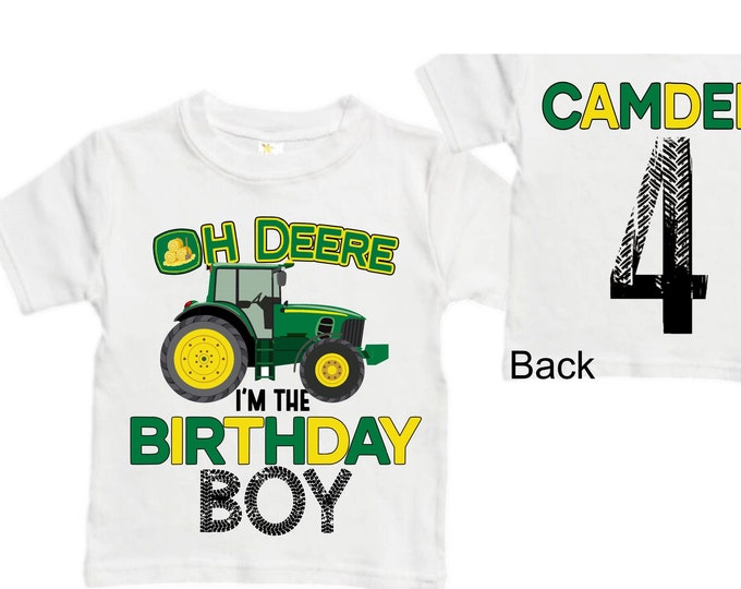 Personalized Tractor FOUR  Raglan Monster Truck theme Birthday Shirt. Two Birthday. Boy's Racing Birthday . Tractor Birthday .