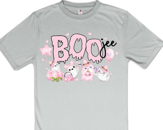 Women's Unisex Cute Halloween TShirt. Boo. Boo jee. Halloween. Mom Halloween. Ghost Shirt. Cute Halloween. Pink Halloween