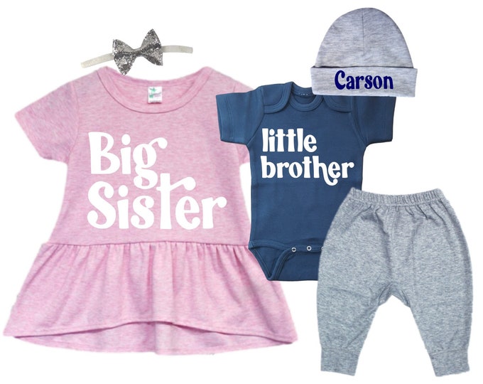Big Sister SHIRT /Little Brother Matching Sibling Set. Baby Shower Gift. Take Home Outfit. Matching Sibling Set