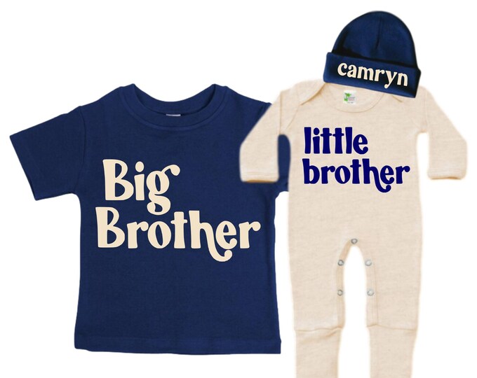 Big Brother/Little Brother Matching Sibling Set. Baby Shower Gift. Take Home Outfit. Matching Sibling Set