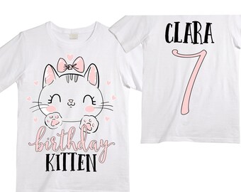 Cat / Kitten/ Are You Kitten Me Right Meow  themed SEVEN  Birthday Girl Shirt. Cake Smash Short Sleeve Birthday Shirt. 7th . Birthday Shirt