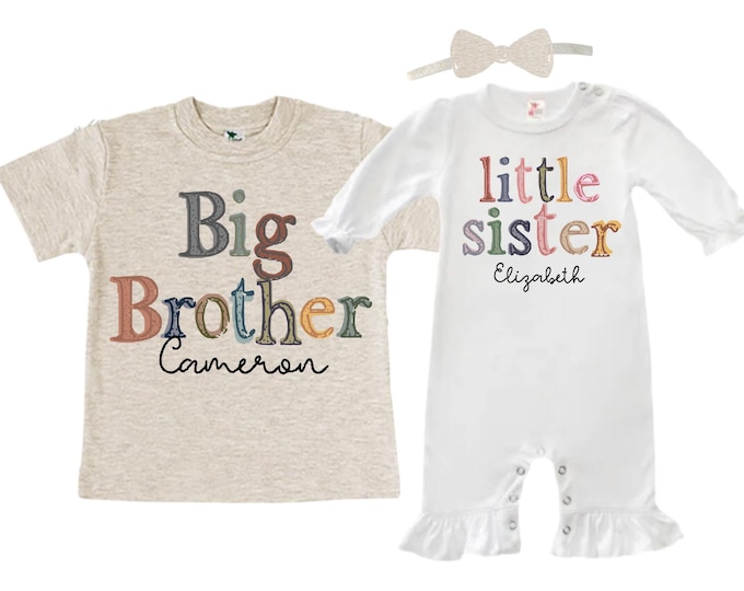 Big Brother/Little Sister Matching Sibling Set. Baby Shower Gift. Take Home Outfit. Matching Sibling Set