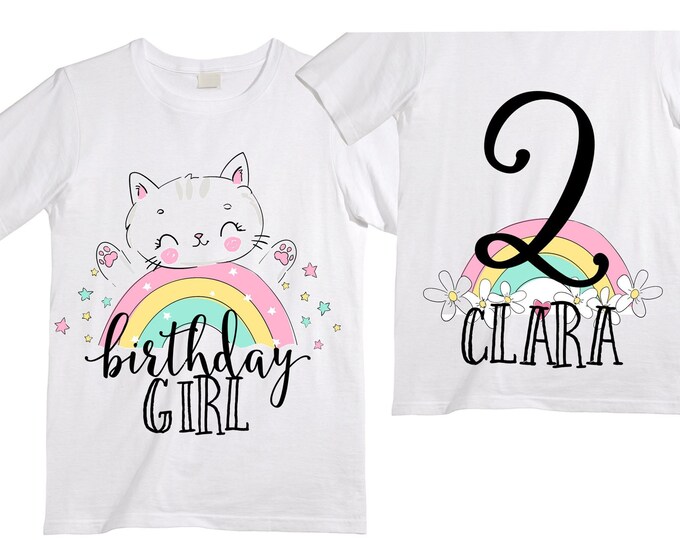 Personalized Rainbow TWO Birthday Girl Shirt. Cake Smash Sleeve Birthday Shirt. TWO . Birthday Shirt