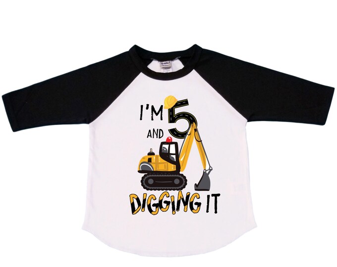 5 Digger Truck Construction FIVE theme Birthday Shirt. FIVE Birthday. Birthday. Trash Truck Birthday .