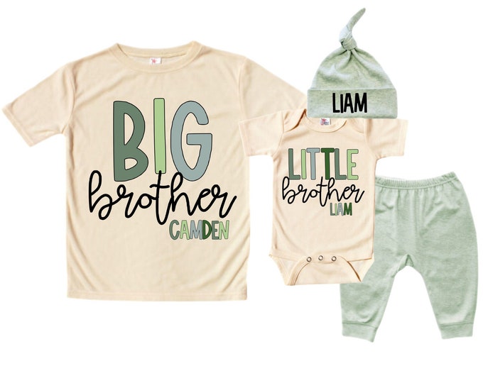 Big Brother/Little Brother Matching Sibling Set. Baby Shower Gift. Take Home Outfit. Matching Sibling Set