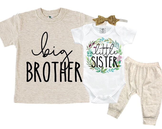 Big Brother/Little Sister Matching Sibling Set. Baby Shower Gift. Take Home Outfit. Matching Sibling Set