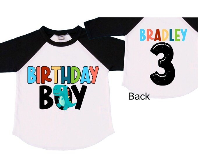 Personalized Dinosaur theme Birthday Shirt. Three Birthday. Boy's Dino Birthday Shirt. Dinosaur Birthday Shirt. THREE Rex