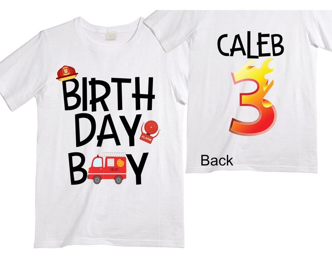 Personalized Sound the Alarm I'm 3 Fire Truck theme Birthday Shirt. THREE Birthday. Boy's Truck Birthday Shirt. Fire Truck Birthday Shirt.