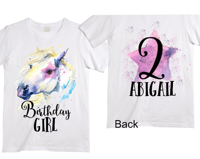 Personalized Two Horse Unicorn theme Birthday Shirt. Two Birthday. Girl's Dino Birthday Shirt. Dinosaur Birthday Shirt.