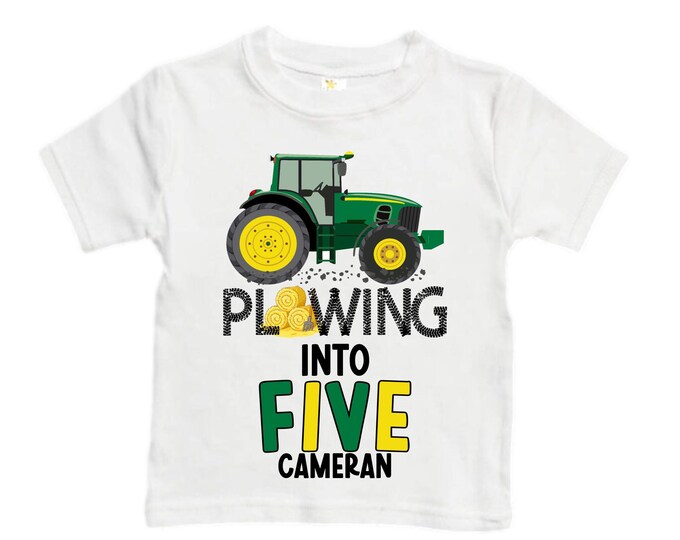 Personalized Green Tractor Truck FIVE Raglan Monster Truck theme Birthday Shirt. FIVE Birthday. Racing Birthday . Tractor Truck Birthday .