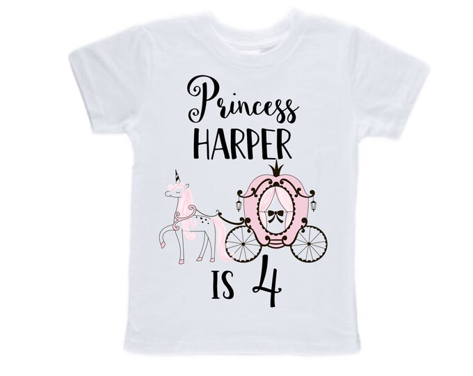 Personalized Birthday Princess Four Birthday Girl Shirt. Cake Smash Birthday Shirt. 4th . Birthday Shirt