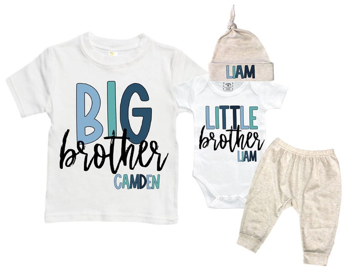 Big Brother/Little Brother Matching Sibling Set. Baby Shower Gift. Take Home Outfit. Matching Sibling Set