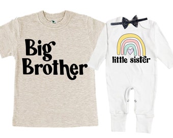 Big Brother/Little Sister Matching Sibling Set. Baby Shower Gift. Take Home Outfit. Matching Sibling Set