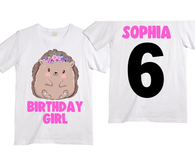 Hedgehog Birthday Shirt / Woodland / Hedge Hog Cute Hedgehog Birthday Girl Shirt. Cake Smash Birthday Shirt. 5th . Birthday Shirt.