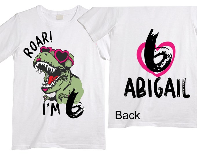 Personalized Dinosaur theme Birthday Shirt. SIX Birthday. Girl's Floral Dino Birthday Shirt. Dinosaur Birthday Shirt. SIX A Saurus