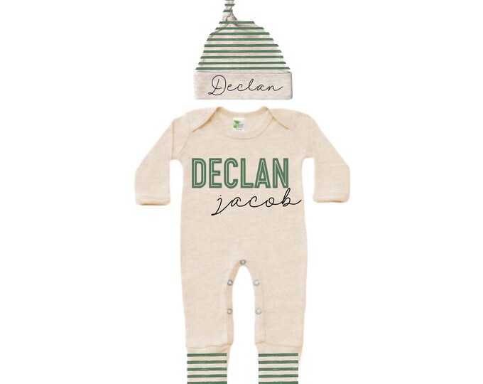 Personalized Name Baby Outfit. Baby Shower Gift. New Born Bring Home Outfit.