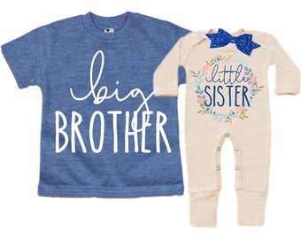 Big Brother/Little Sister Matching Sibling Set. Baby Shower Gift. Take Home Outfit. Matching Sibling Set