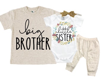Big Brother/Little Sister Matching Sibling Set. Baby Shower Gift. Take Home Outfit. Matching Sibling Set