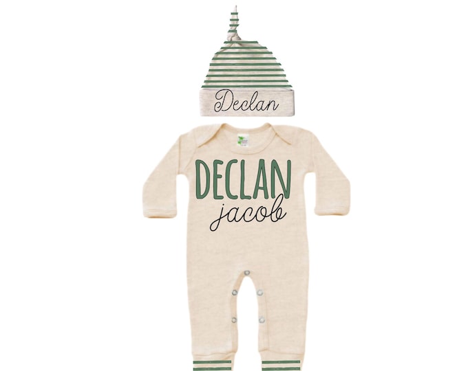 Personalized Name Baby Outfit. Baby Shower Gift. New Born Bring Home Outfit.
