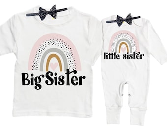 SET Big Sister/Little Sister Matching Sister Set. Pregnancy Annoucement. Baby Shower Gift.