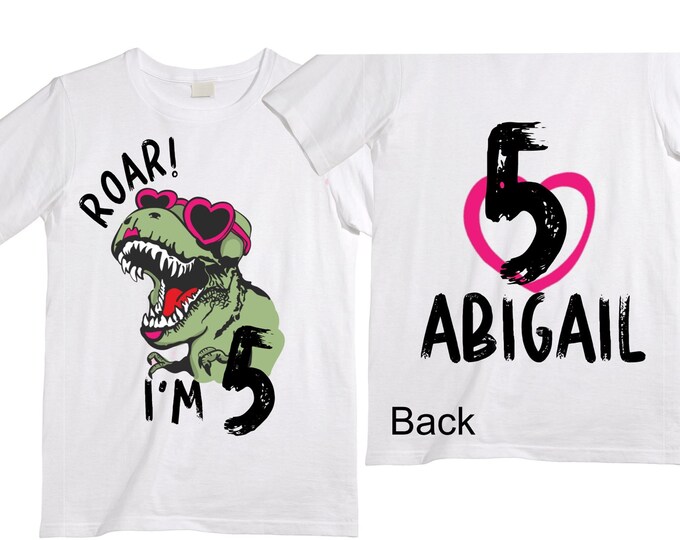 Personalized Dinosaur theme Birthday Shirt. Three Birthday. Girl's Floral Dino Birthday Shirt. Dinosaur Birthday Shirt. Five A Saurus